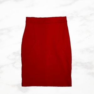 ICÔNE Structured Red Pencil Skirt